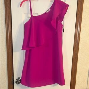 TCEC Pink Ruffled One-Shoulder Cocktail Dress